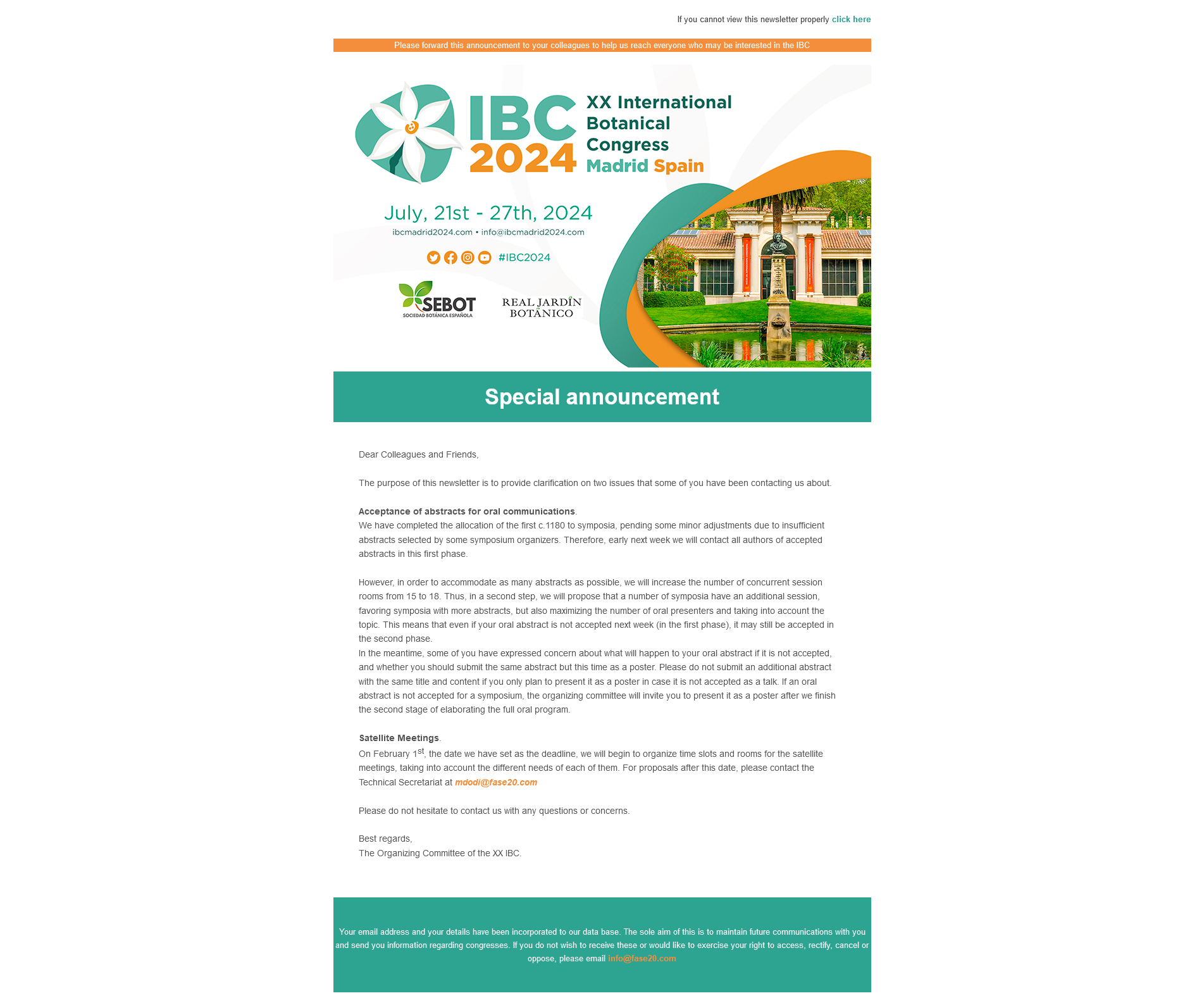 XX INTERNATIONAL BOTANICAL CONGRESS MADRID 2024 - Newsletter 9