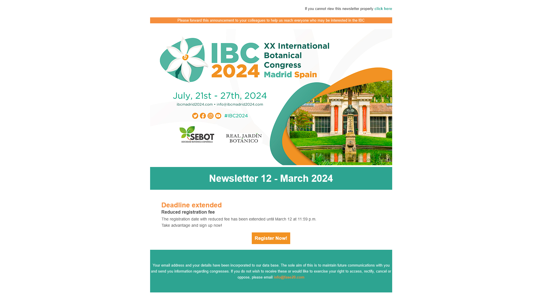 XX INTERNATIONAL BOTANICAL CONGRESS MADRID 2024 - Newsletter 12